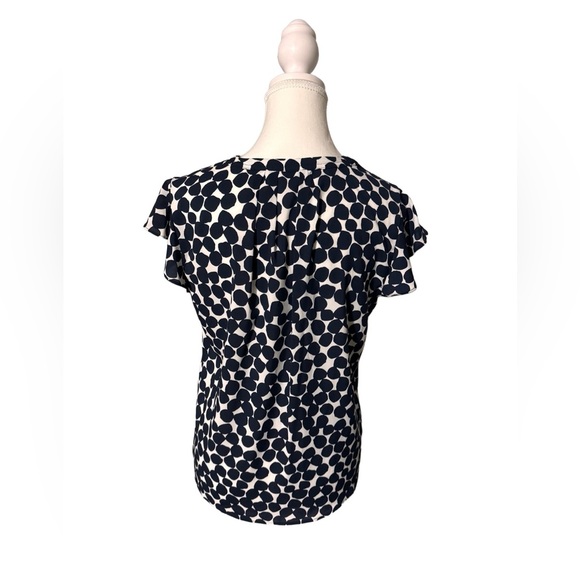 NWOT Calvin Klein navy and white dotted blouse size small - Picture 2 of 4